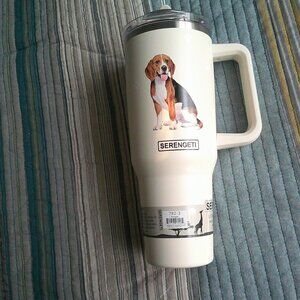 SERENGETI 40 Oz Beagle  Ultimate Tumbler with Handle and Straw  NEW